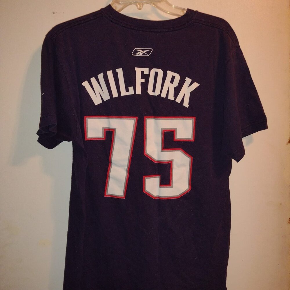 Men's LARGE Vintage Wilfork 75 New England Patriots Shirt NFL Football Reebok LG